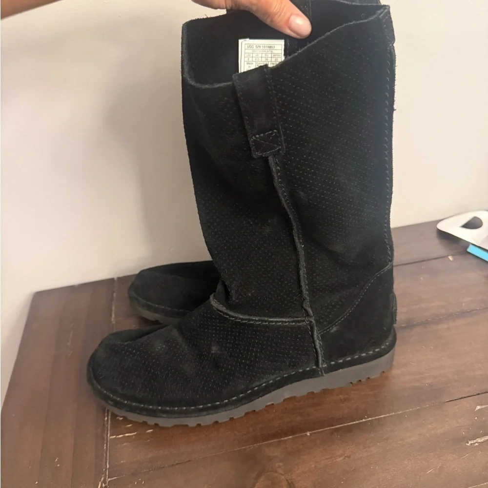UGG Australia Women’s Black Suede Mid-Calf Boots – Size 8